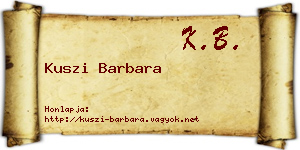 Kuszi Barbara névjegykártya